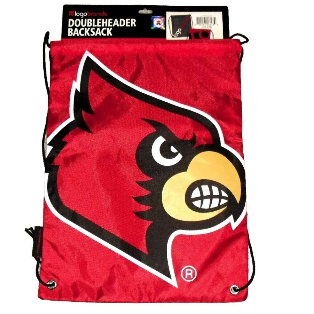 Louisville Cardinals Drawstring backpack 2 Sided Sack Pack Bag New Ncaa 18 inch
